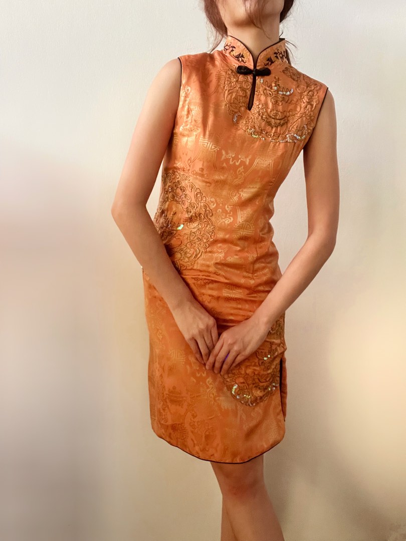 Orange cheongsam on sale
