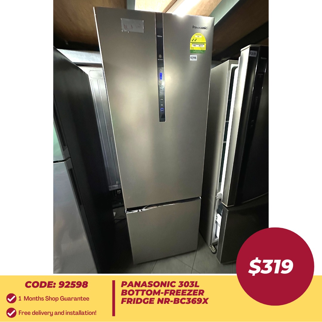 Panasonic 303L BottomFreezer Fridge NRBC369X (92598), TV & Home