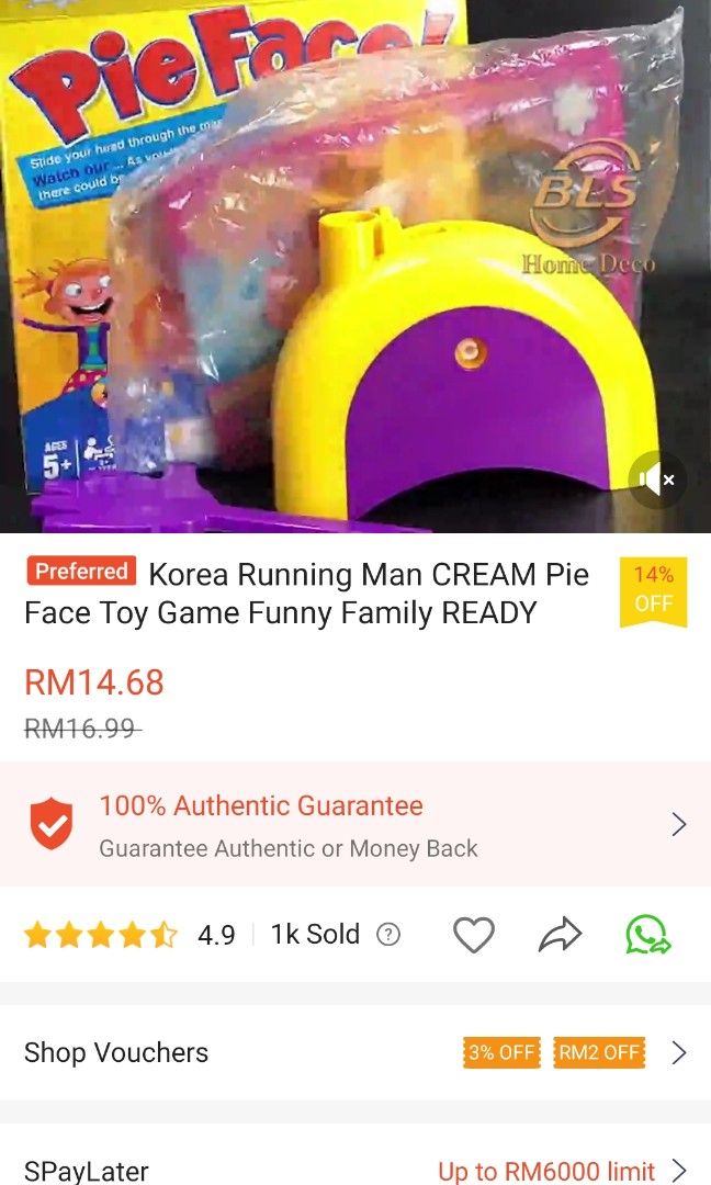Pie face challenge store game