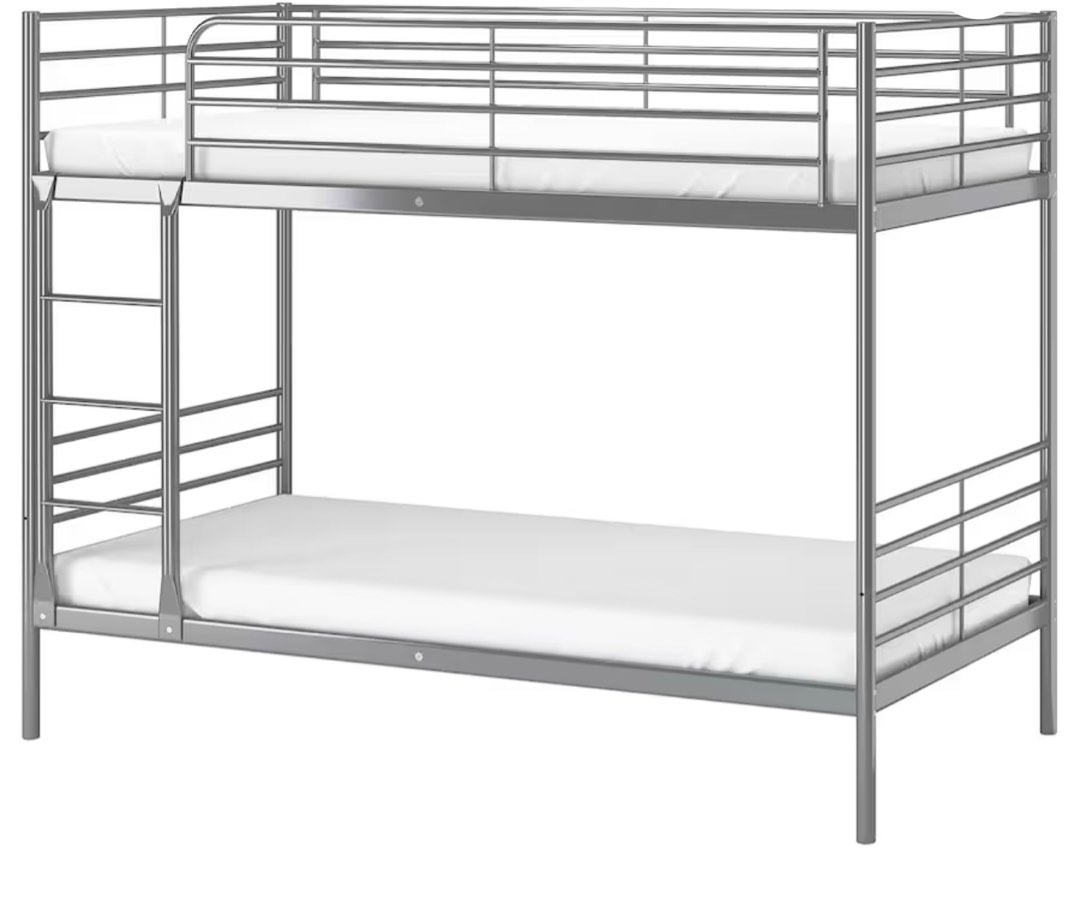 Preloved Ikea Svarta Bunk Bed Frame, silver colour, Furniture & Home