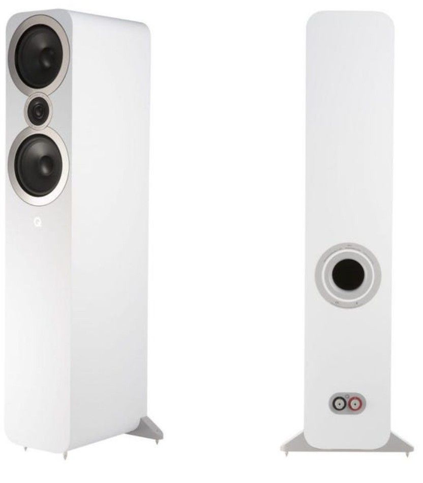 (BRAND NEW) Q acoustic 3050i white floor stand speakers, Audio