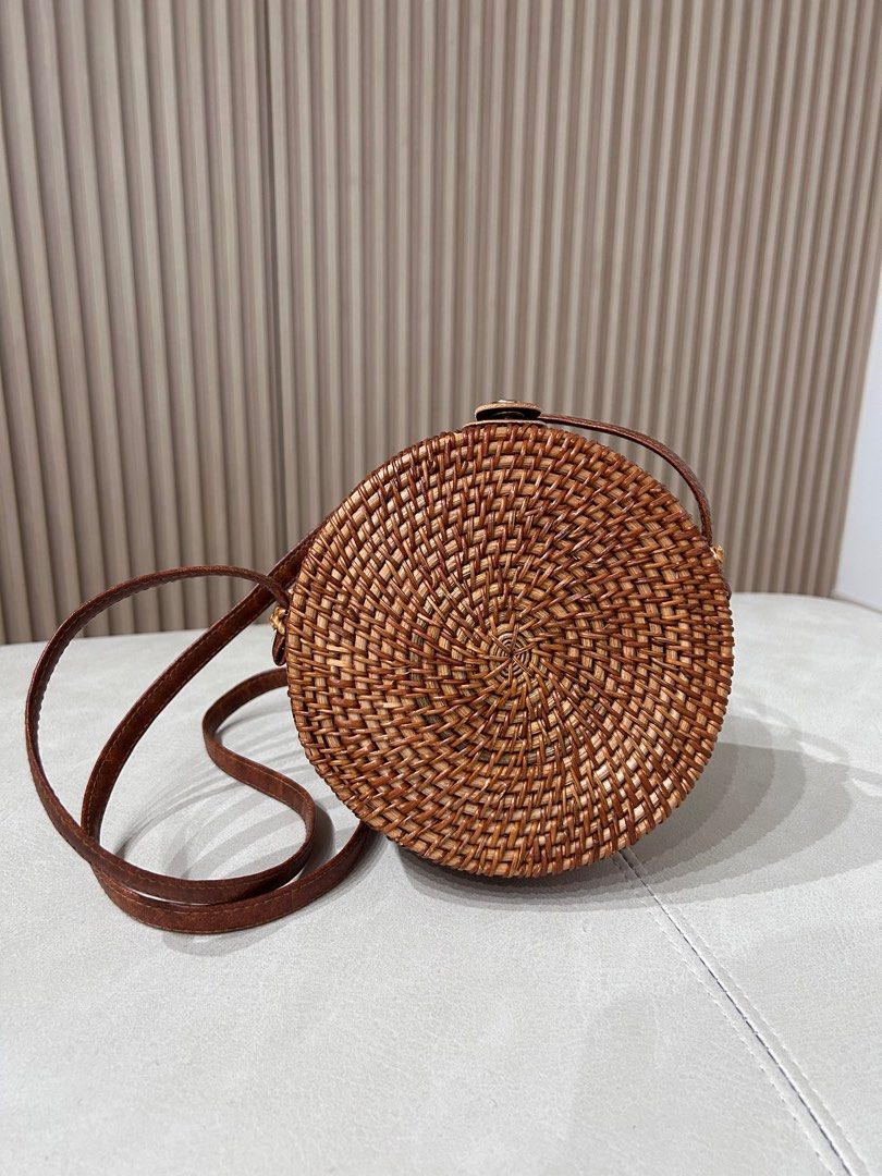 Rattan handmade round bag Women s Fashion Bags Wallets Cross