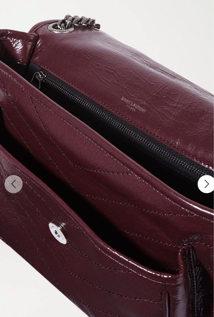 SAINT LAURENT Niki medium crinkled glossed-leather shoulder bag in