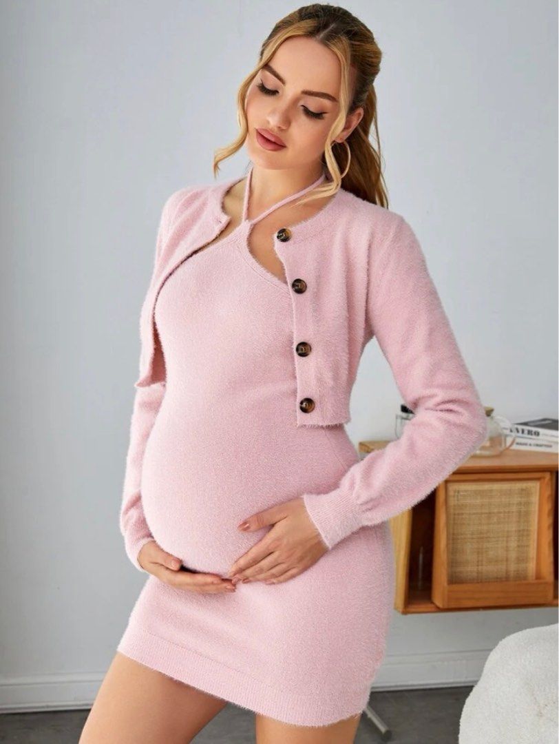 Maternity dress cheap with cardigan