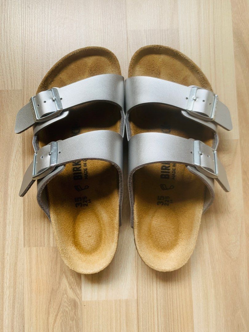 silver birkenstock arizona