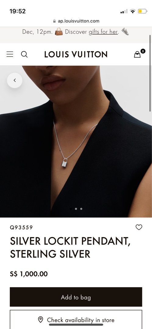 Louis Vuitton For UNICEF Sterling Silver Lockit Pendant Necklace