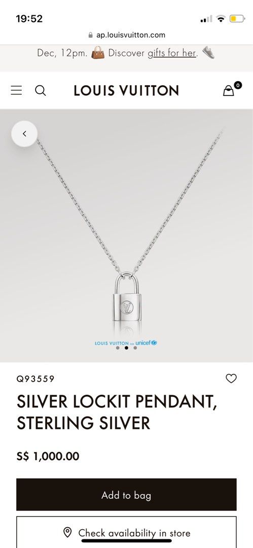 LV unicef SILVER LOCKIT Necklace