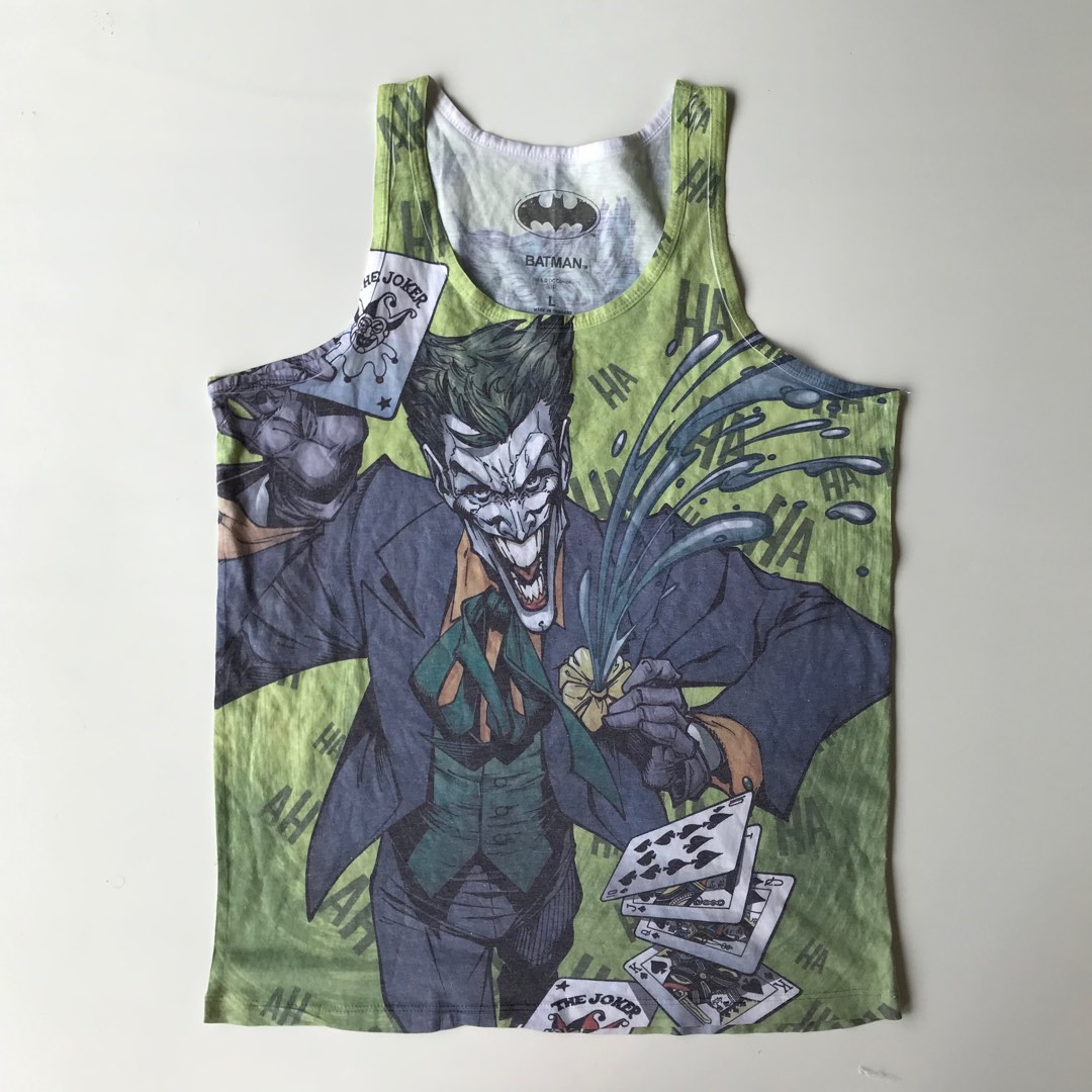 SINGLET JOKER AOP, Fesyen Pria, Pakaian , Atasan di Carousell