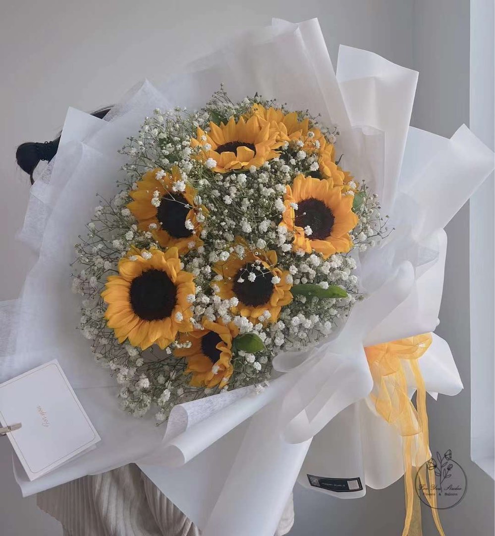 Sunflower with Baby Breath/Birthday/Anniversary/Proposal, Hobbies ...