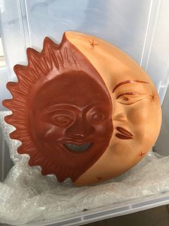 Terracotta Sun moon wall decor approx 37 x 37cm