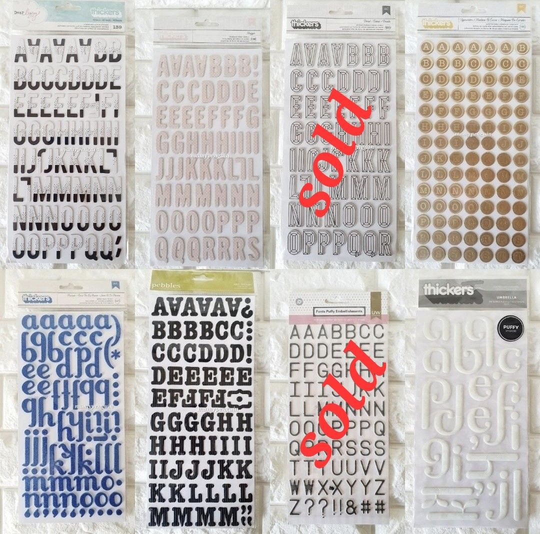 Thickers Scrapbook Alphabet Chipboard Letters Sticker Sheets Letter