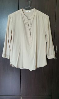 Uniqlo Mandarin Collared Blouse - Beige