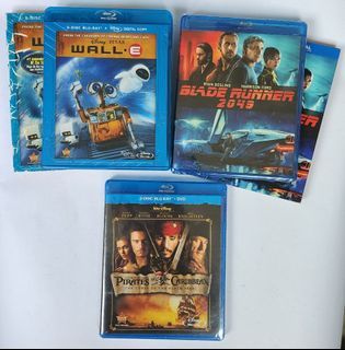 Wall-E, Pirates of the Caribbean (Curse of the Black Pearl), Blade Runner 2049 bluray blu-ray