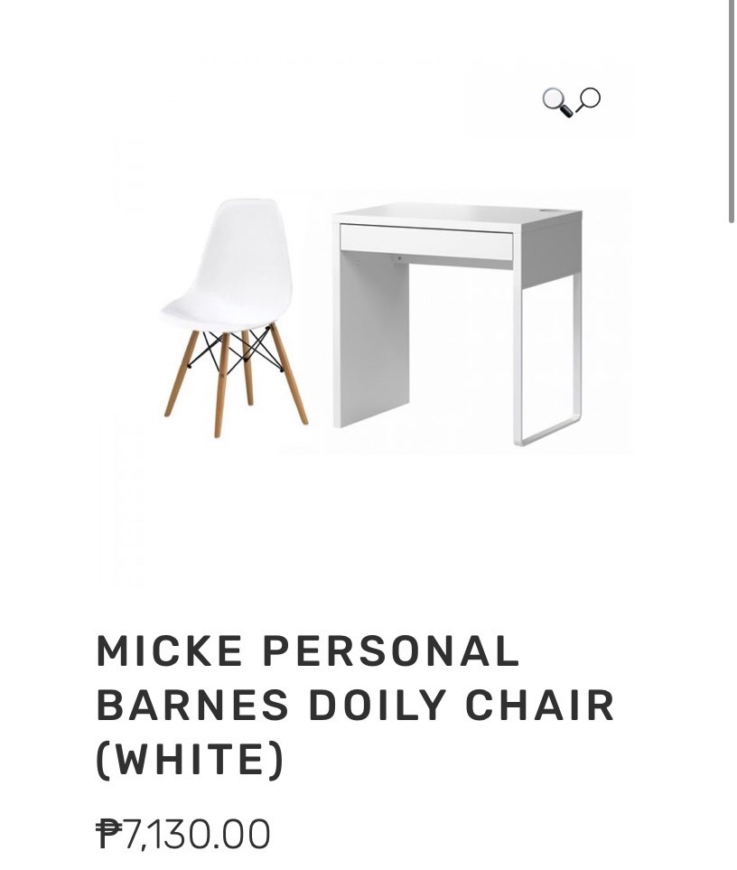 White Study table and chair, Furniture & Home Living, Furniture, Tables