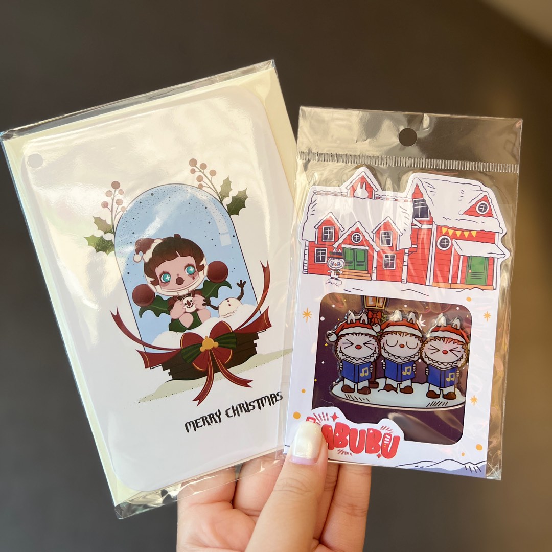 [WTS] POPMART Skullpanda & Labubu Christmas card and sticker, Hobbies ...