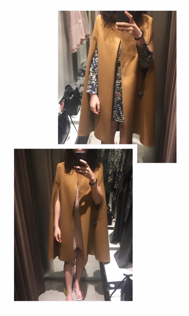 Zara cape coat, Fesyen Wanita, Pakaian Wanita, Gaun & Rok di Carousell