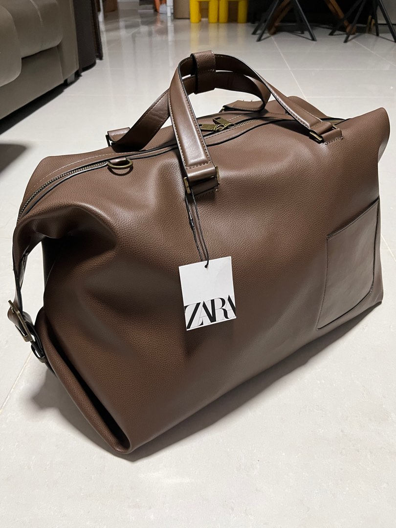 Zara leather duffle bag 2025