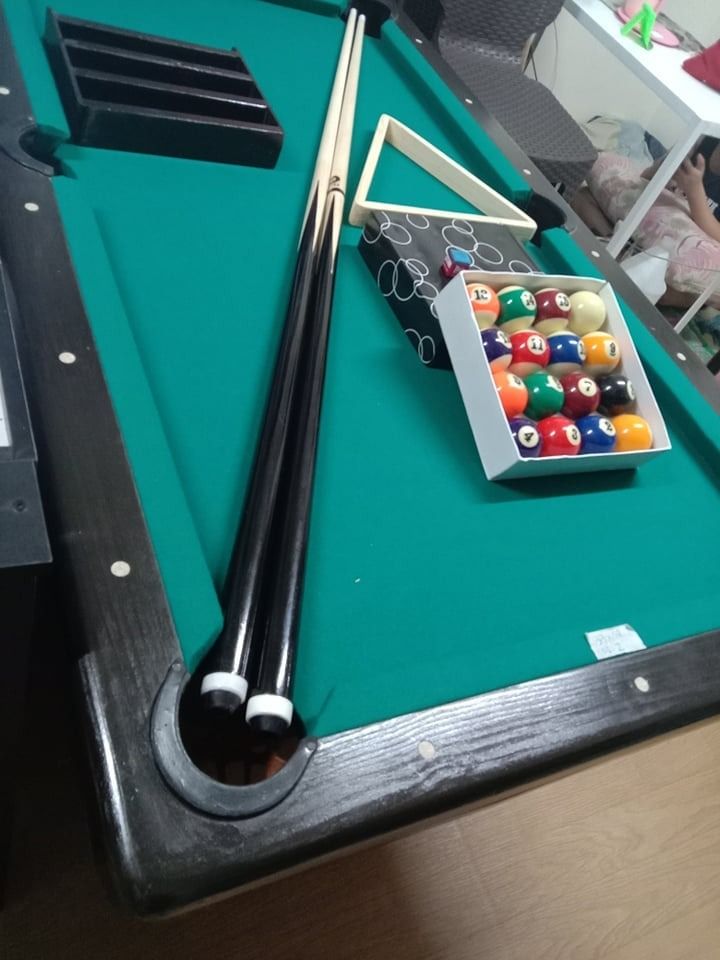 30x50 Local Made Billiard Table with complete accessories (Category: Billiards and Bowling) located in San Pablo. Submitted by abangelessportstrading (Listing ID 1203976119, Image 3). Description: For Sale!!!!! 30x50 Local Made Billiard Table with complete accessories PHP 11,160 S P E C S : - made in wooden material - Medium Density Fibre Board ACCESSORIES INCLUDED - 1 Set Taiwan Billiard Ball 1 3/4 inches - 1 Pc. Wooden Triangle Rack 1 3/4 inche