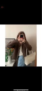 正韓 鬆餅格紋羊毛外套