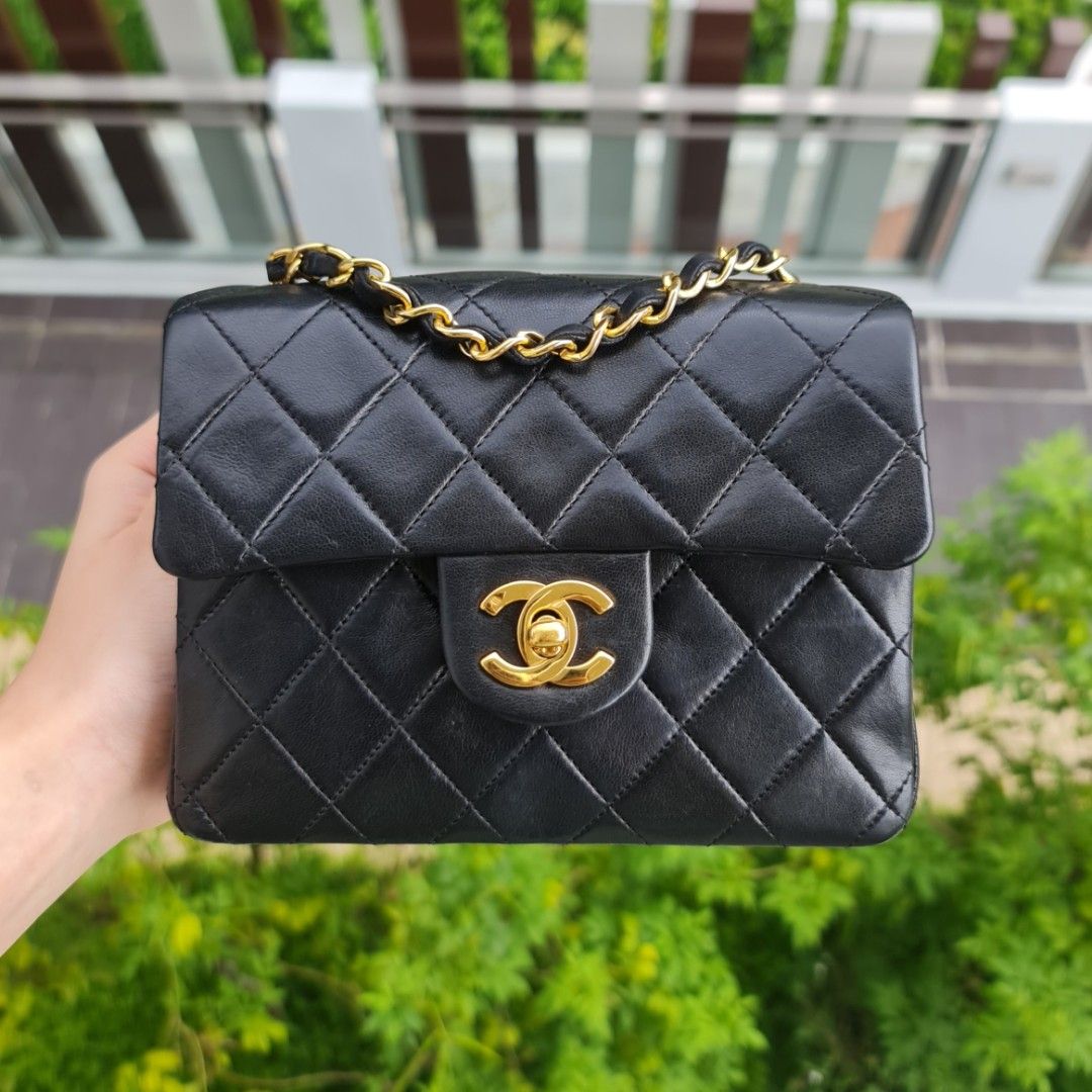 🖤 VINTAGE CHANEL 17CM SQUARE LAMBSKIN CLASSIC FLAP BAG CF 17 CM 24K GOLD  HARDWARE GHW MINI, Luxury, Bags & Wallets on Carousell