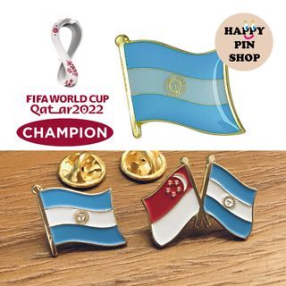 🇦🇷⚽🏆 World Cup 2022: Argentina Pin, Singapore Friendship Flag, Cross Flag Pin, Collar Pin (single flag $4, double flag $8) Buy any 3 Free 1! Happy Pin Shop, happypinshop