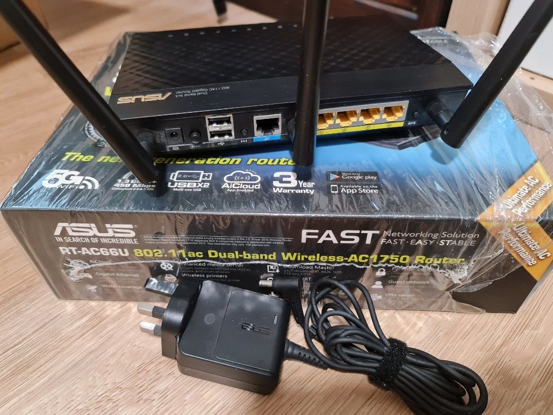 Asus wireless router RT-AC66U Wireless-AC1750, TV & Home Appliances, TV ...