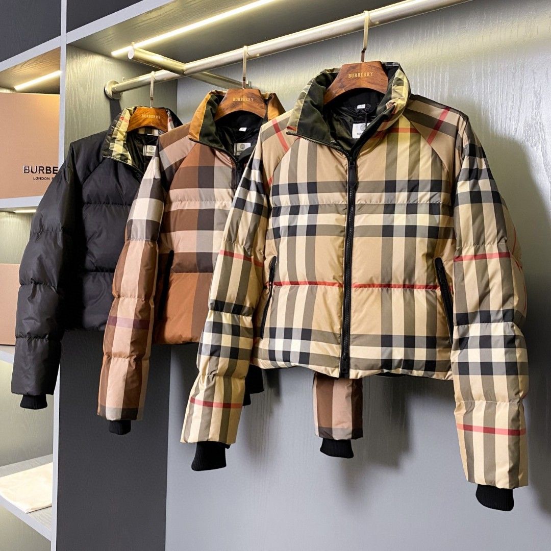 Authentic Burberry checked cropped down jacket