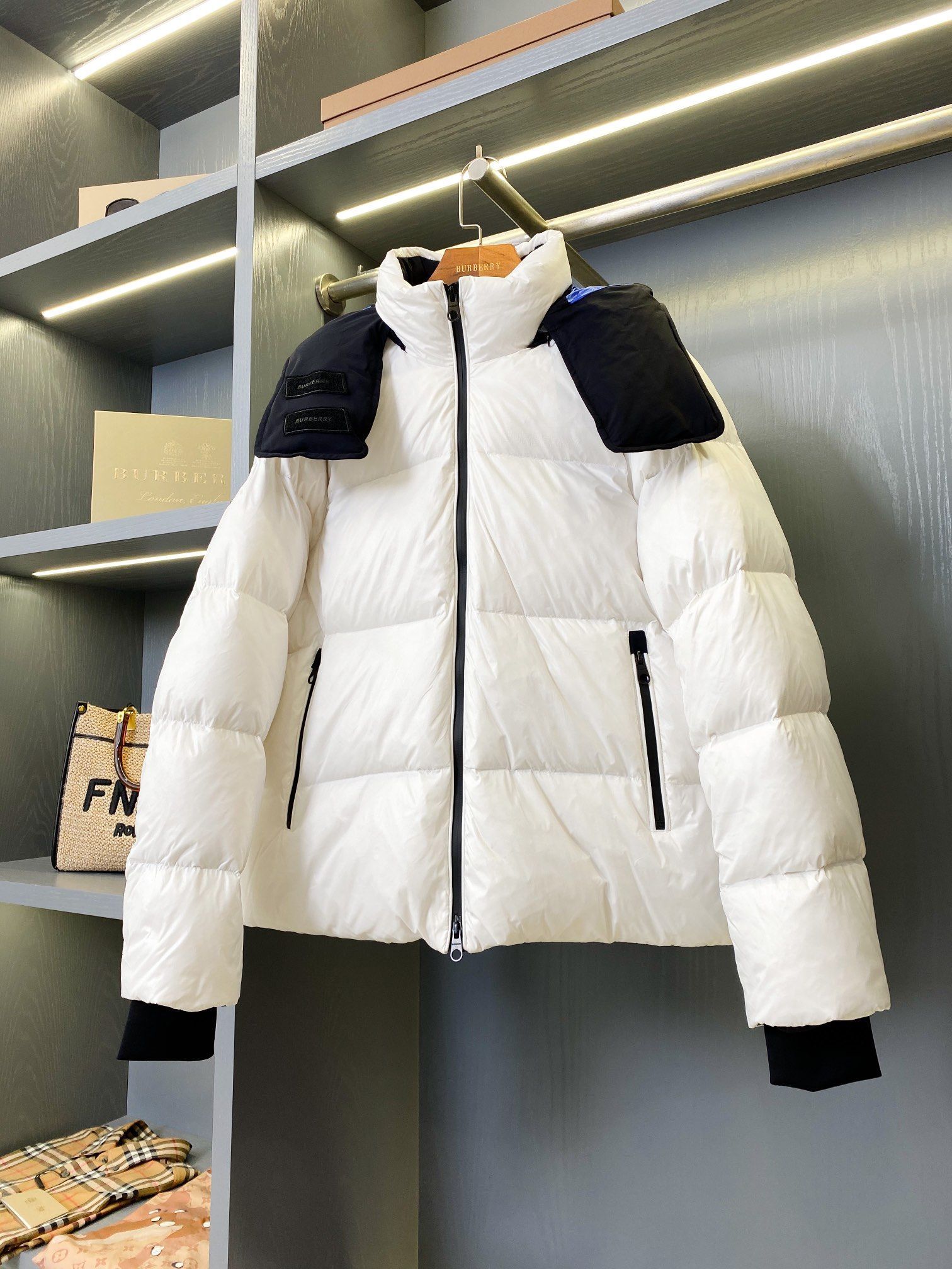 Authentic Burberry Detachable Hooded Nylon Down Jacket Men s