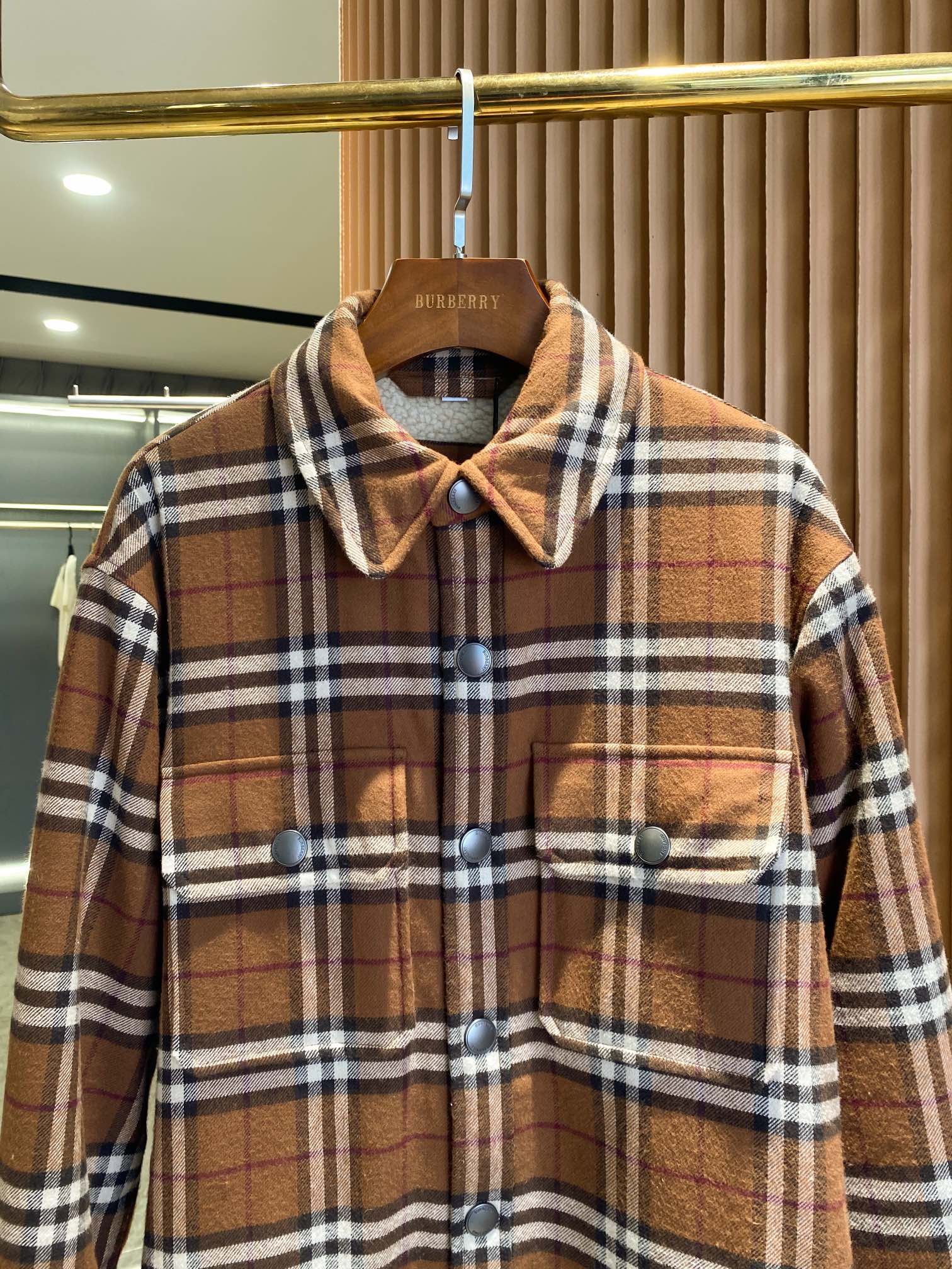 Authentic Burberry Vintage Checked Cotton Wool Blended Shirt Jacket