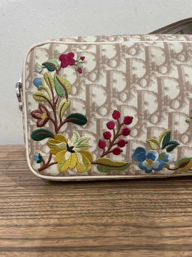 Authentic Christian Dior Trotter Floral Crossbody Bag