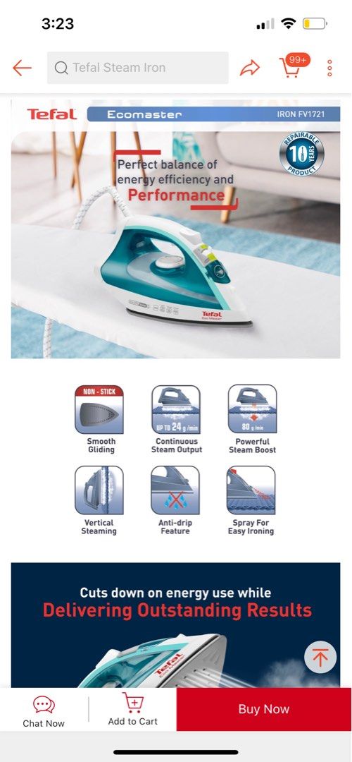 tefal eco master steam iron fv1721