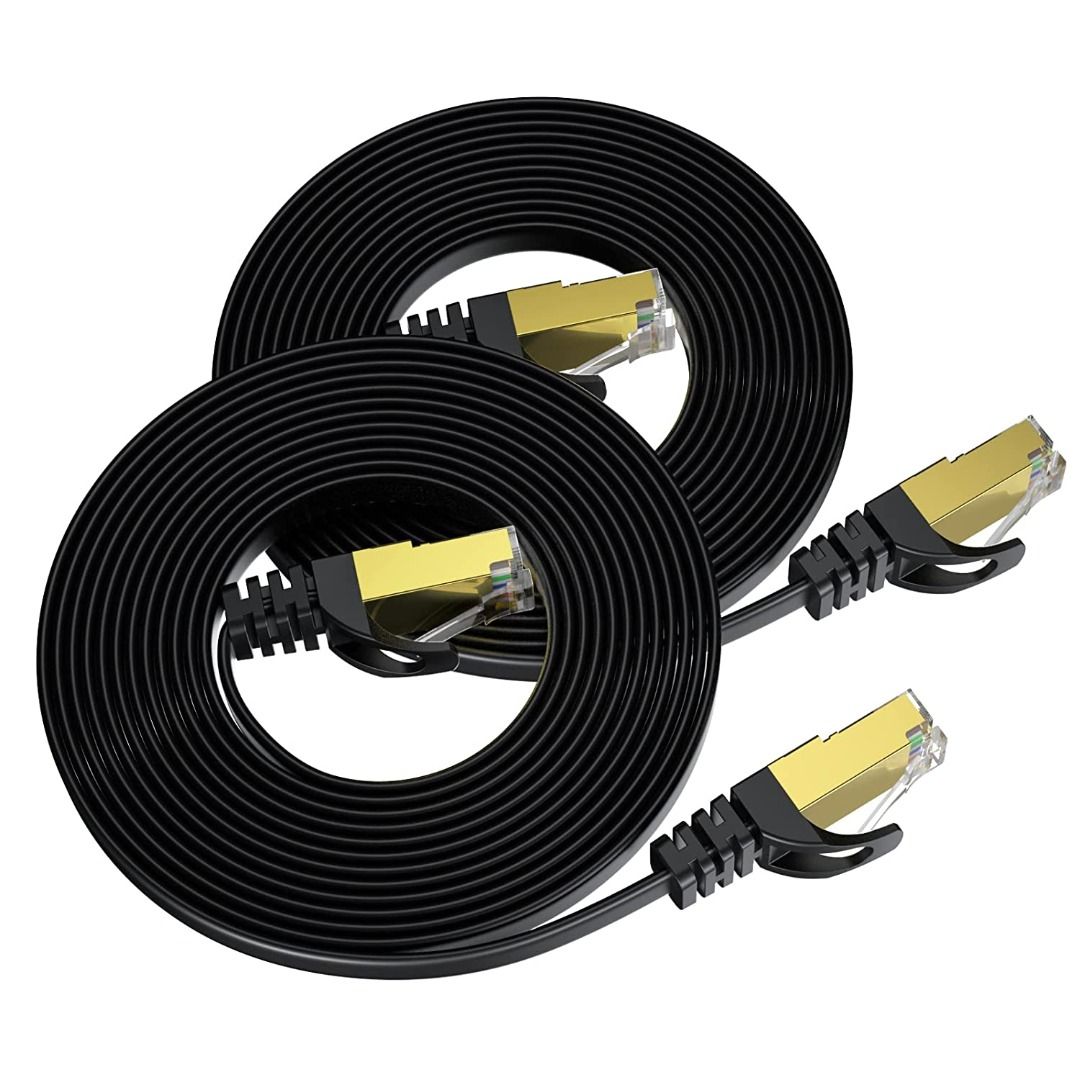 Cat 7 Cable 3m 2 Pack, VOIETOLT Flat High Speed STP RJ45 Gigabit Lan Network