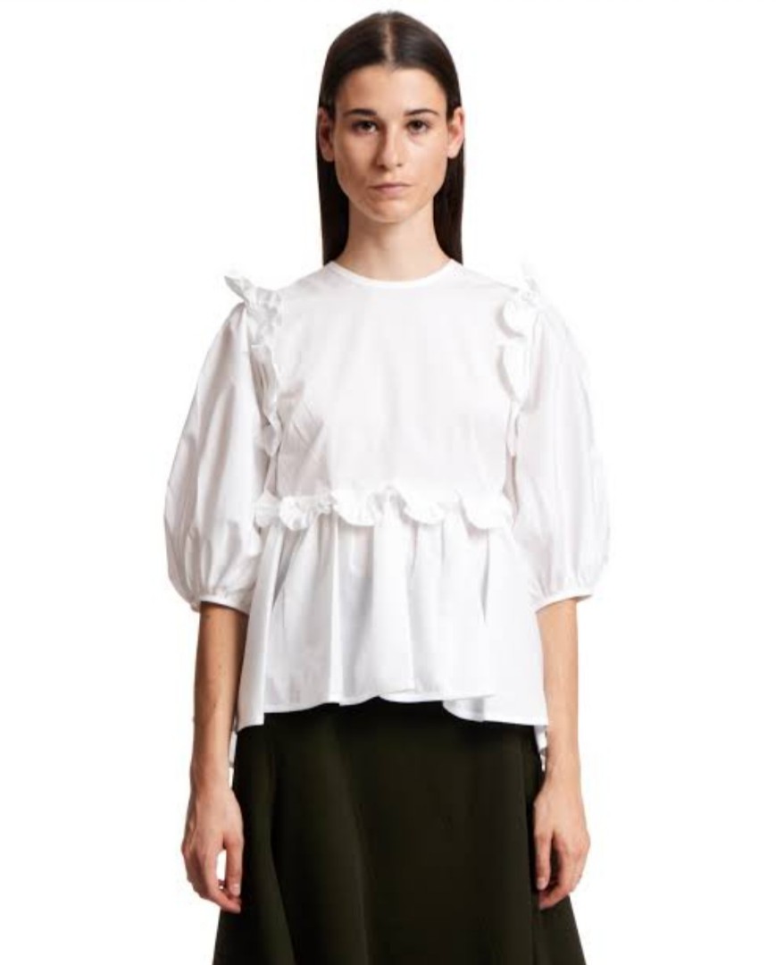 Cecilie Bahnsen Marie Ruffled Cotton Blouse, Luxury, Apparel on Carousell