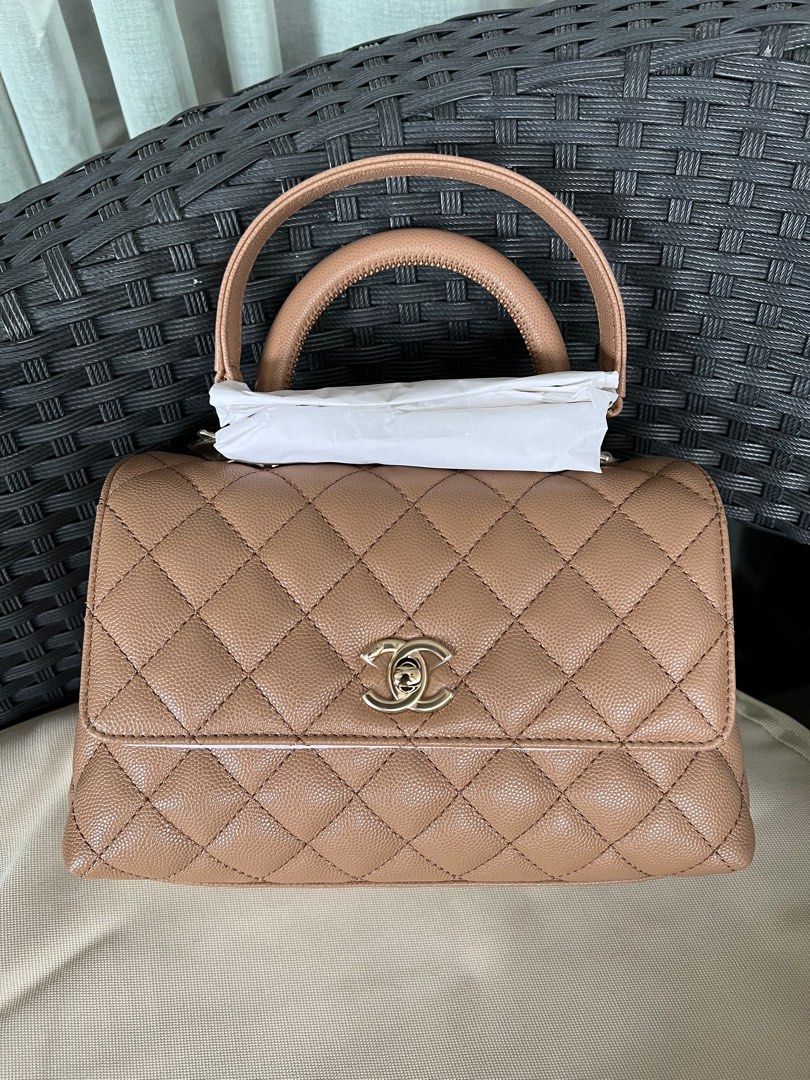 Chanel 22K Dark Beige Coco Handle (small), Luxury, Bags & Wallets on  Carousell