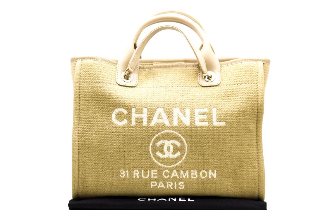 CHANEL AS3351 B08435 NI687 DEAUVILLE SHOPPING BAG FABRIC TOTE BAG