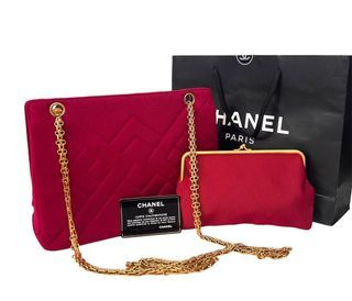Chanel Haute Couture in pink jersey with pouch kisslock GHW Vintage#3 , bag pouch holo card paperbag ,