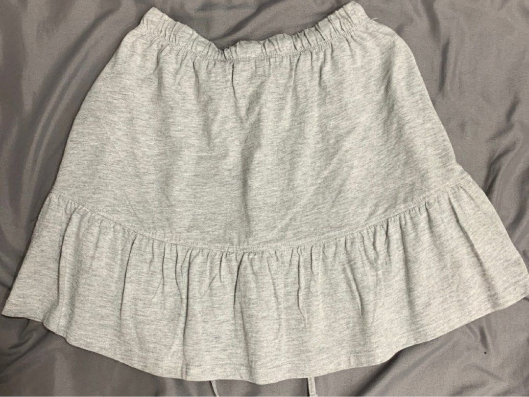 Cotton On heather grey vsco ruffle tiered skirt with drawstring