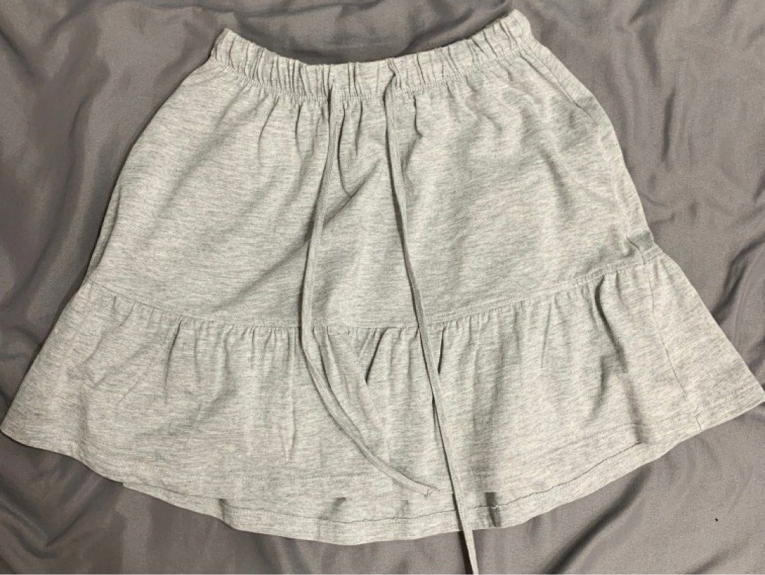 Cotton On heather grey vsco ruffle tiered skirt with drawstring