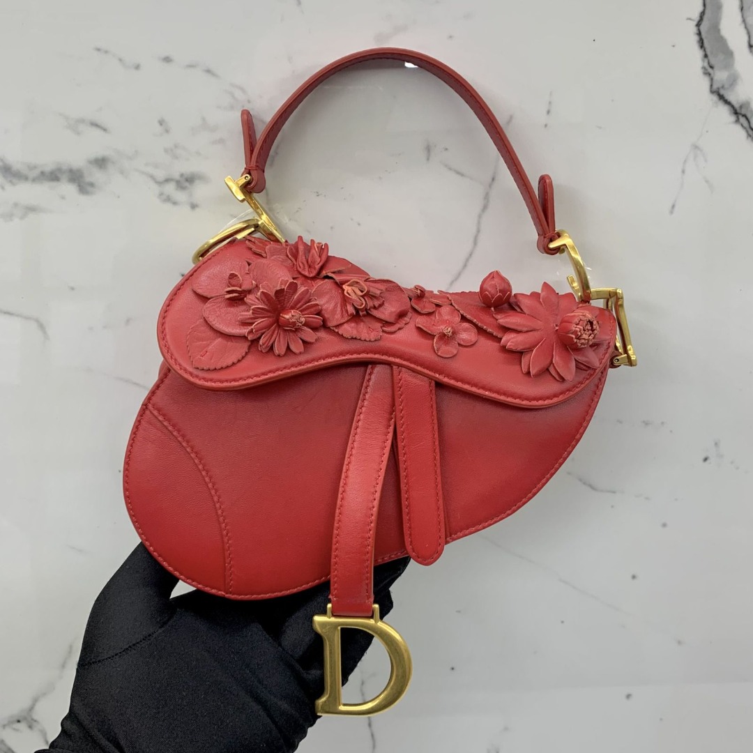 Christian dior red saddle bag best sale