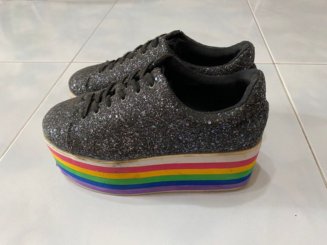 Rainbow glitter sneakers top