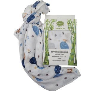 Enfant 100% Bamboo Super Soft Muslin Swaddle Blanket/Baby Wrap with cute prints (120x120 cm)