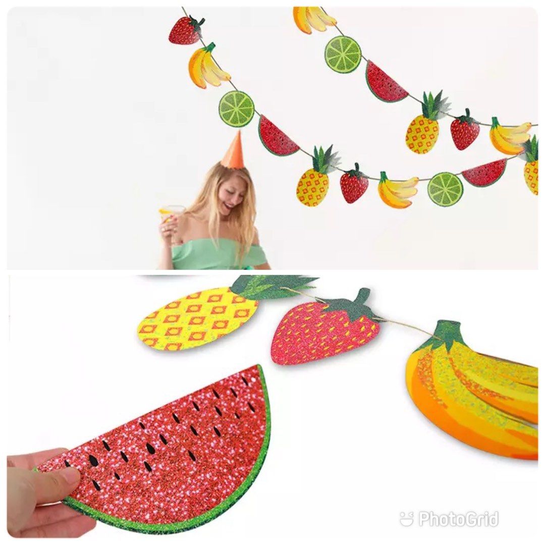 Twotti Frutti 3D-Obst-Dekorationen – 12-teilige Girlande Für Sommerliche Mottopartys
