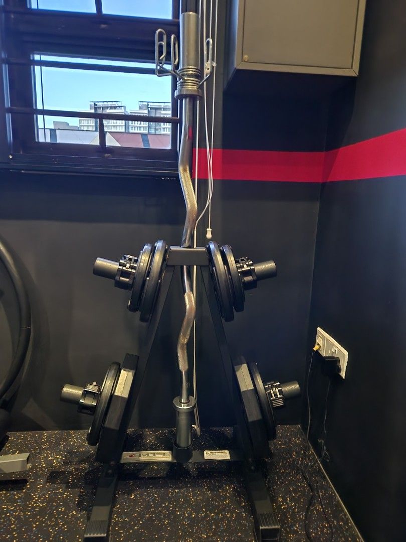 Ez curl bar set, Sports Equipment, Exercise & Fitness, Weights