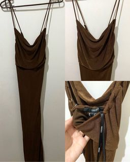 Forever 21 brown cowl neck bodycon dress