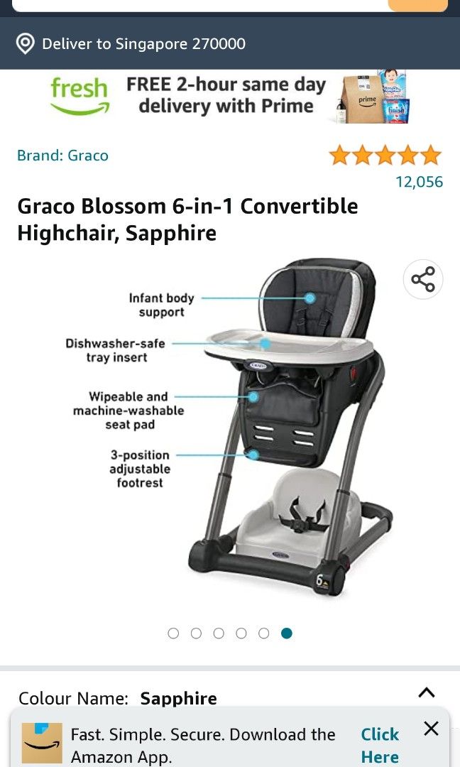 Graco 6 in 1 feeding chair, Babies & Kids, Nursing & Feeding, Baby High