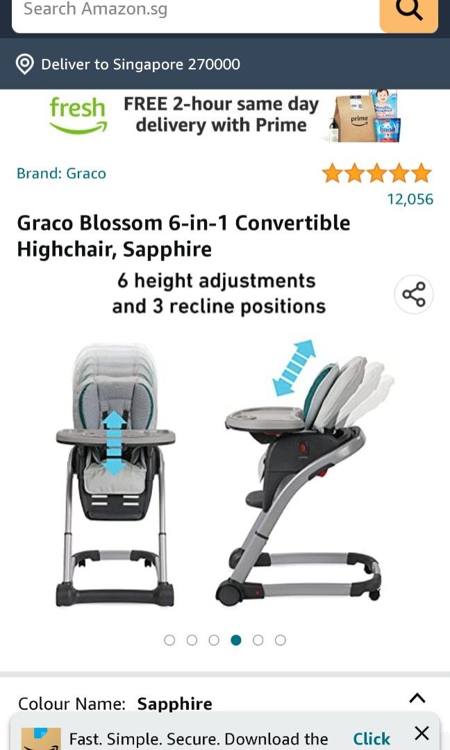 Graco 6 in 1 feeding chair, Babies & Kids, Nursing & Feeding, Baby High