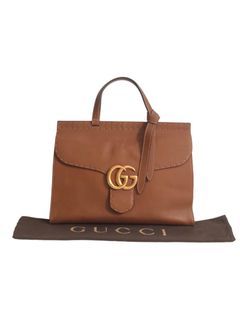 Gucci Large GG Marmont Brown Cuir Top Handle Bag | Size 38 x 12 x 27 cm | with Bag and Dustbag | IDR 11,999,000