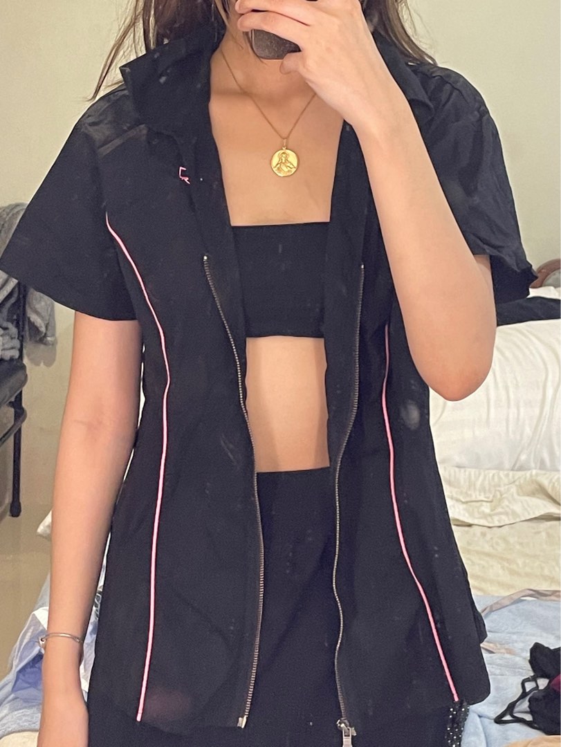 Harley Davidson zip up garage shirt / collared top, Women's Fashion