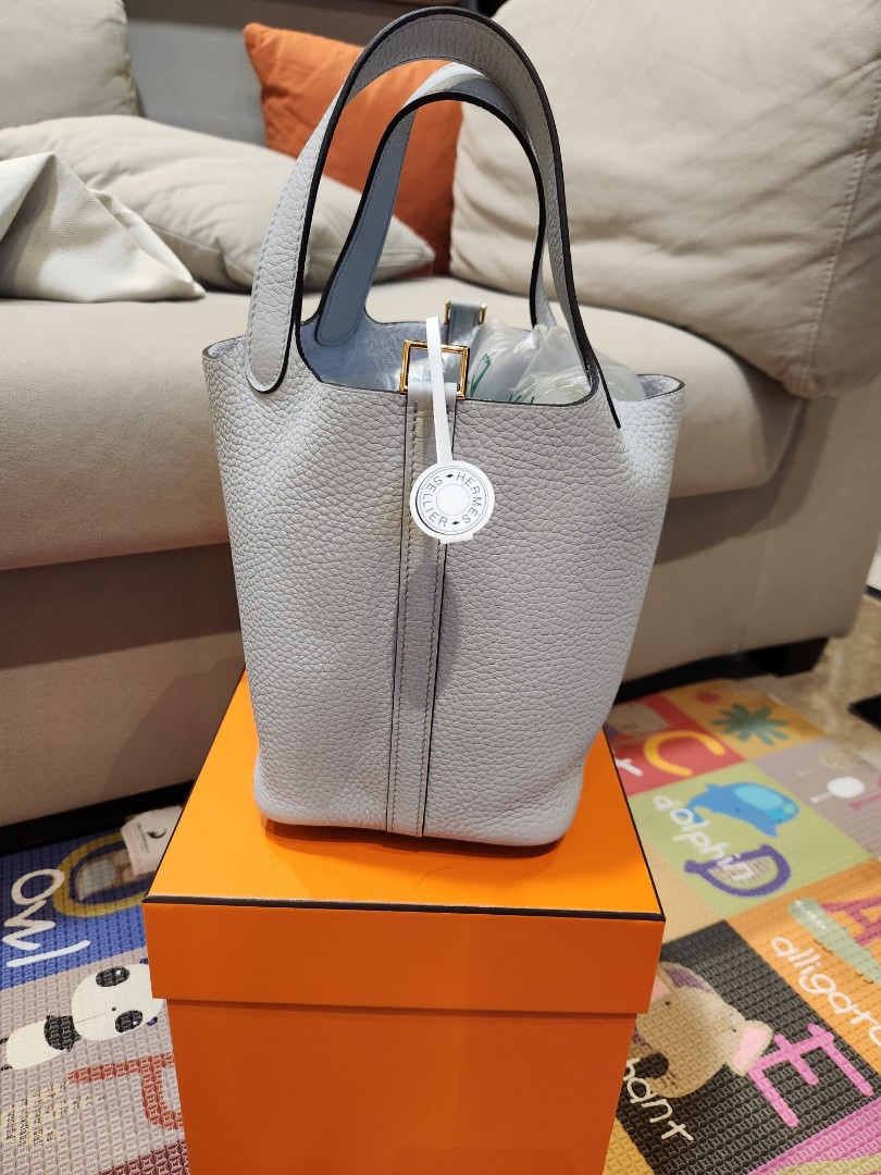 Hermes picotin 18 Blue Pale GHW