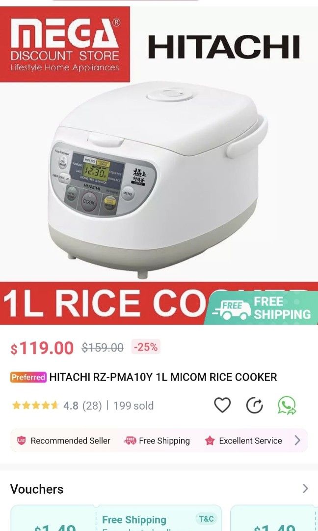 Hitachi Rice Cooker, TV & Home Appliances, Kitchen Appliances, Cookers